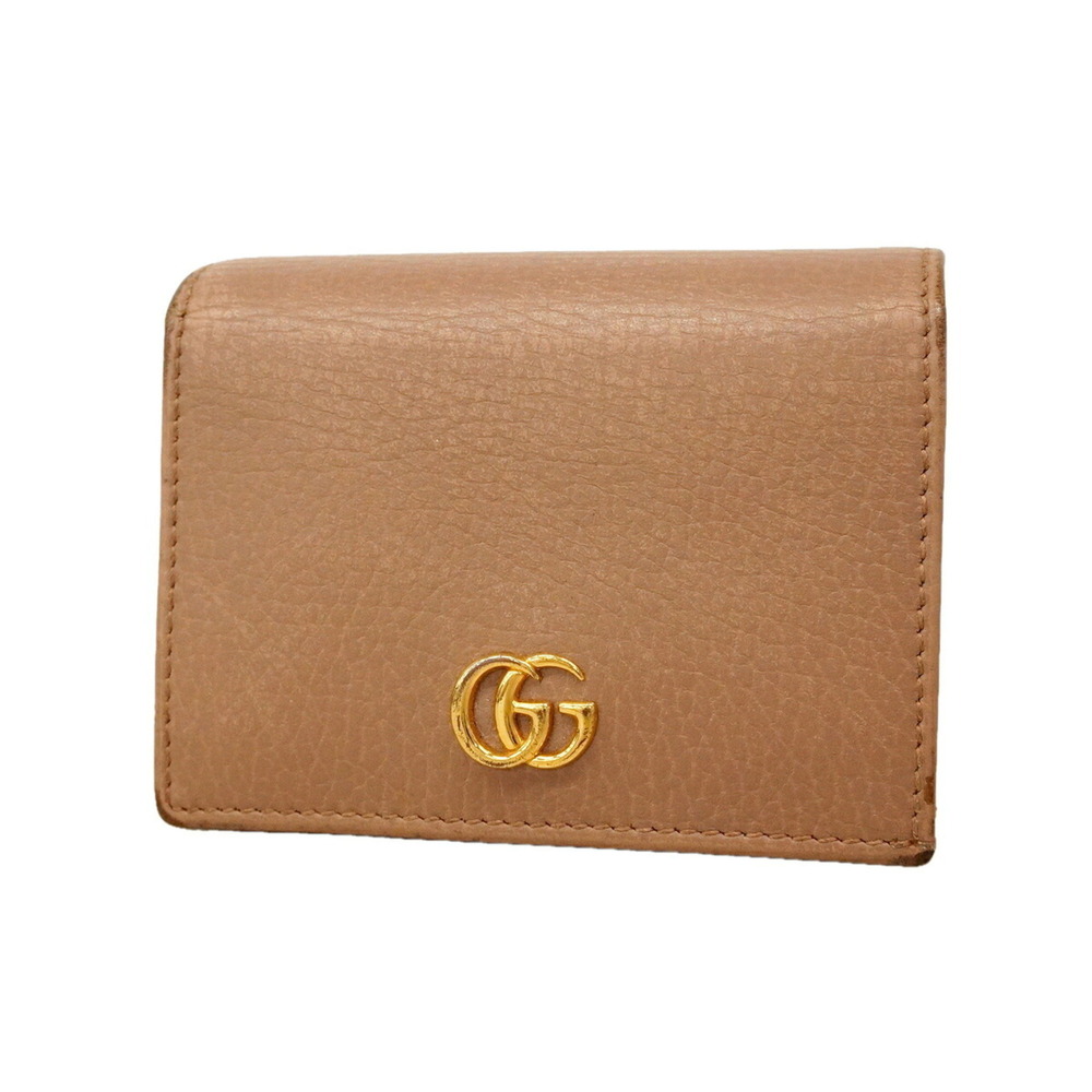 Gucci GG Marmont Wallet 456126 Leather Pink Beige Women's